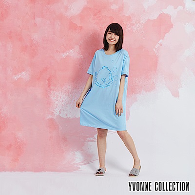 YVONNE 泡泡魚短袖洋裝-淺藍