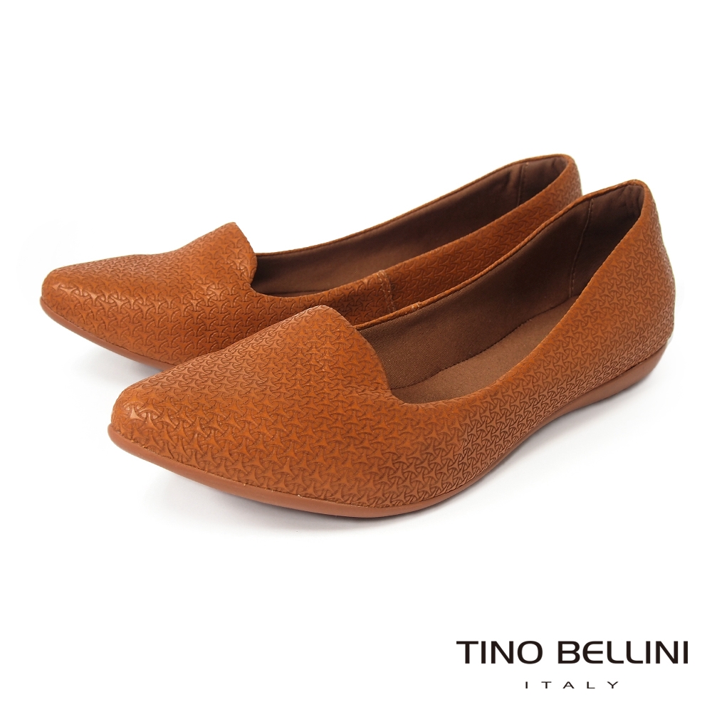 Tino Bellini 巴西進口牛皮微尖楦舒足平底鞋-棕