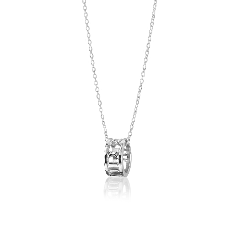 Tiffany&Co.鏤空羅馬數字環型925純銀項鍊(小)