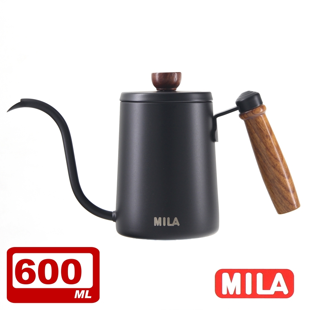 MILA 木柄鶴嘴不鏽鋼手沖壺600ml 贈專用隔水墊