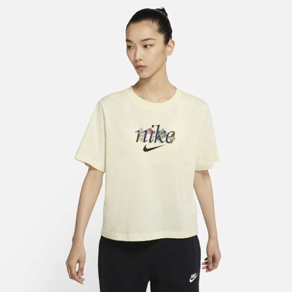 NIKE NSW TEE BOXY NATURE 女 短袖上衣-淡黃-DD1457113