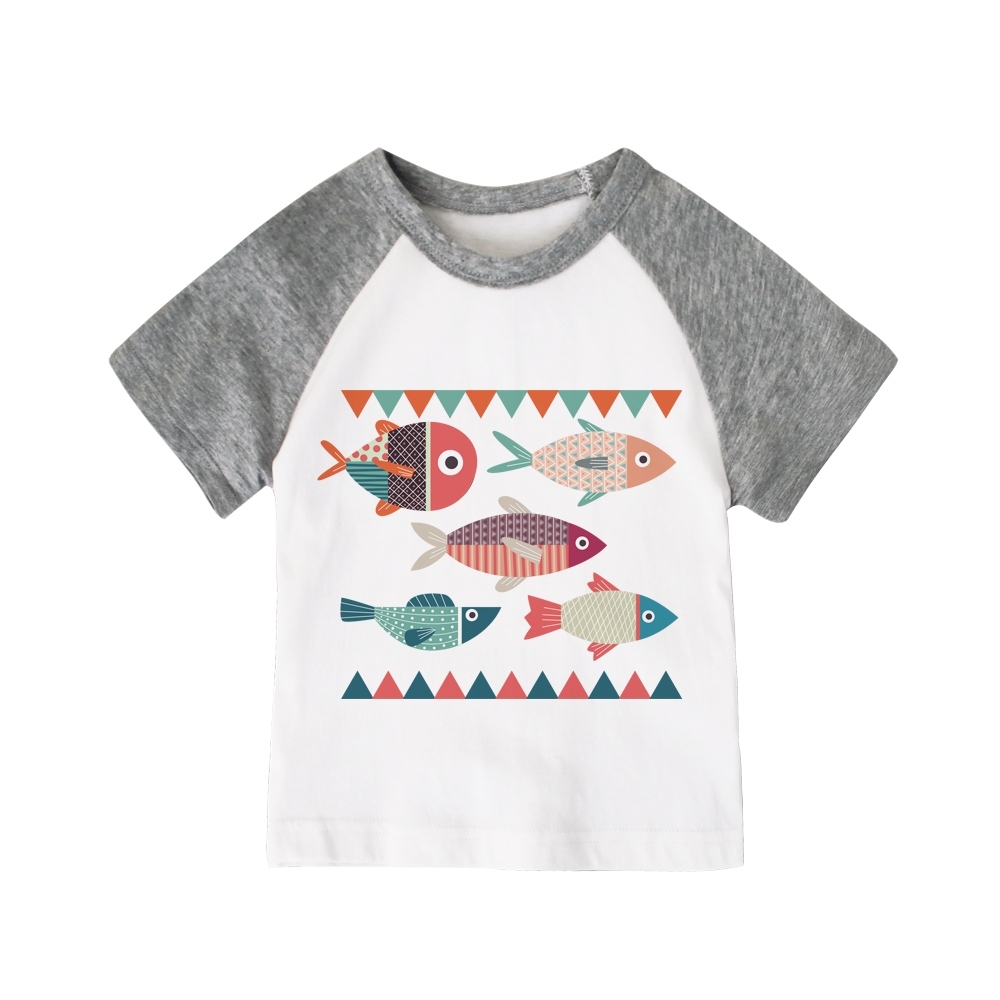 Baby童衣 設計圖T插肩上衣 66251 (彩色魚)