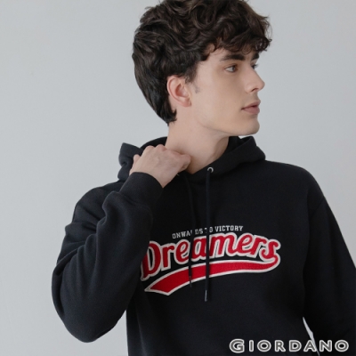 GIORDANO 男裝 Dreamers系列復古風連帽T恤-03 標誌黑