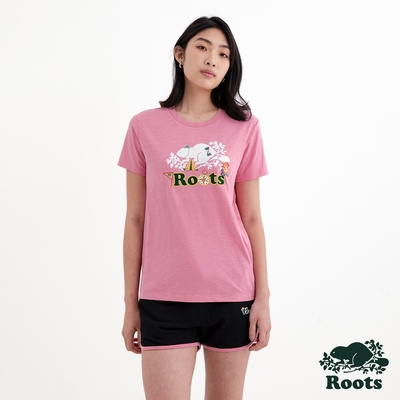 Roots 女裝- COOPER BEAVER CAMP短袖T恤-粉紅色