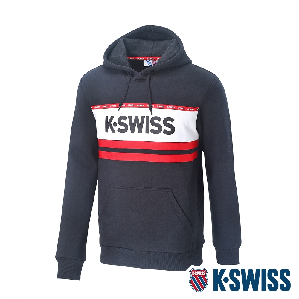 K-SWISS KS Logo Hoodie刷毛連帽上衣-男-黑