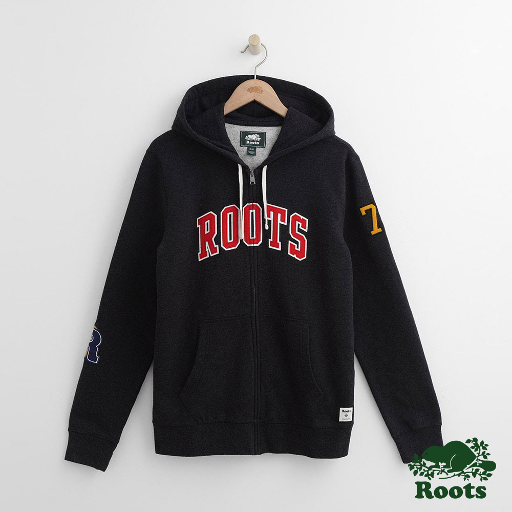 Roots 男裝-貼片連帽外套-黑色