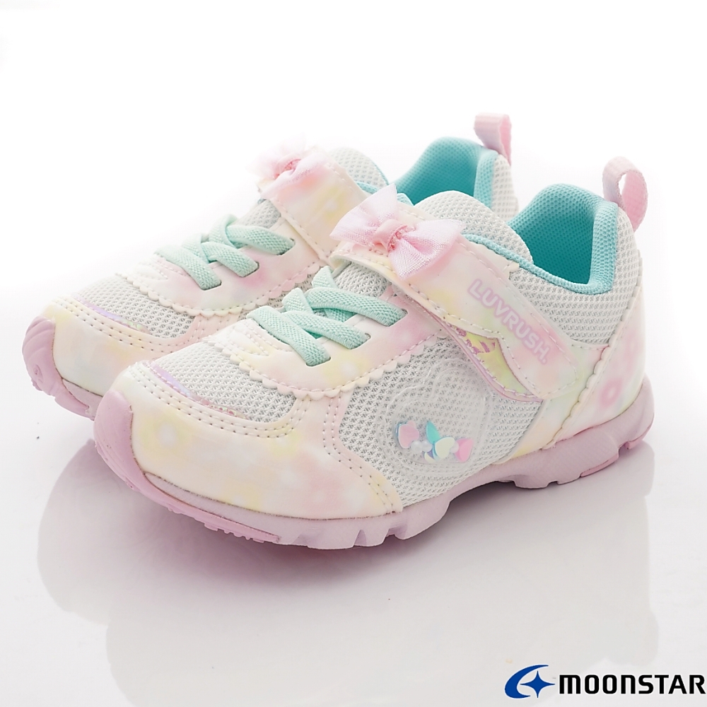 日本月星頂級童鞋 2E楦LV甜心運動款11011白粉(中大童段)