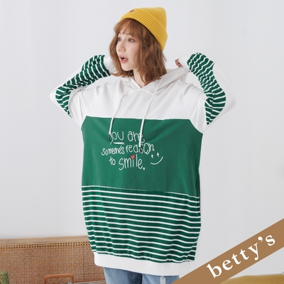 betty’s貝蒂思　撞色拼接長版連帽T-shirt(綠色)