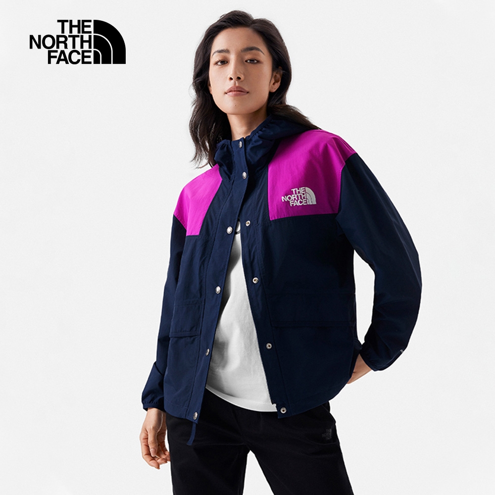 【The North Face 官方旗艦】北面女款藍紫拼接防風防潑水連帽外套｜5JXOH6O