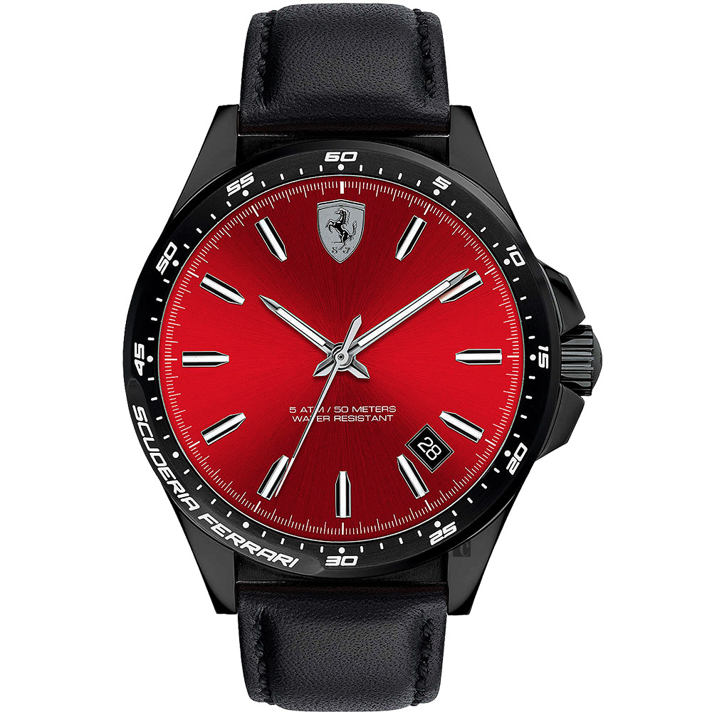 Scuderia Ferrari 法拉利 Pilota 飆風再起時尚手錶-紅x黑/42mm