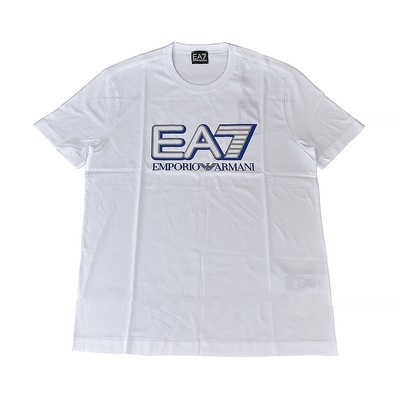 EMPORIO ARMANI印花藍字母OGO純棉短袖T恤(M/L/XL/白)