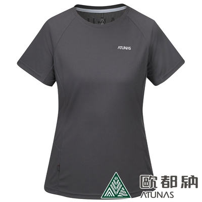 【ATUNAS 歐都納】女款POLARTEC POWER DRY短袖T恤A2TS2323W深灰/吸濕排汗/防曬透氣/抗臭快乾/休閒旅遊/登山健行