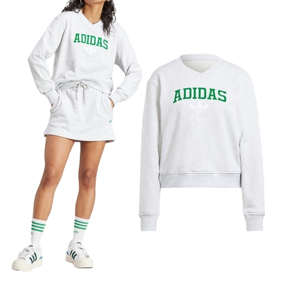 Adidas GFX Crew Sweat 女款 灰白色 校園風 休閒 圓領T 長袖 II5612