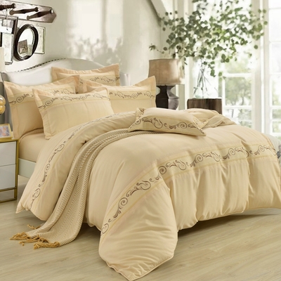 織眠家族 40支萊賽爾 緹花設計 兩用被床包組-典雅樂章(加大)