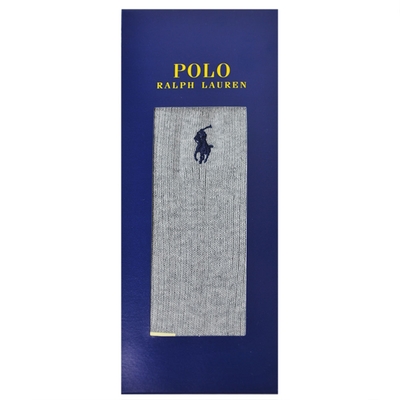 POLO RALPH LAUREN 日本製經典馬球圖騰刺繡LOGO休閒襪(灰)