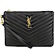 YSL 經典MONOGRAM V縫線 金LOGO手拿包(黑) product thumbnail 1