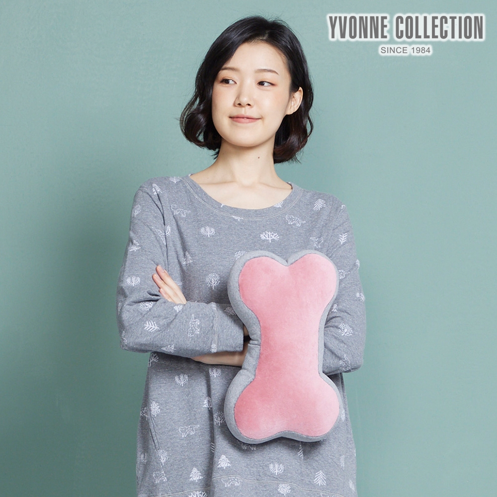 YVONNE COLLECTION 拼接車用骨頭頸枕- 活力粉
