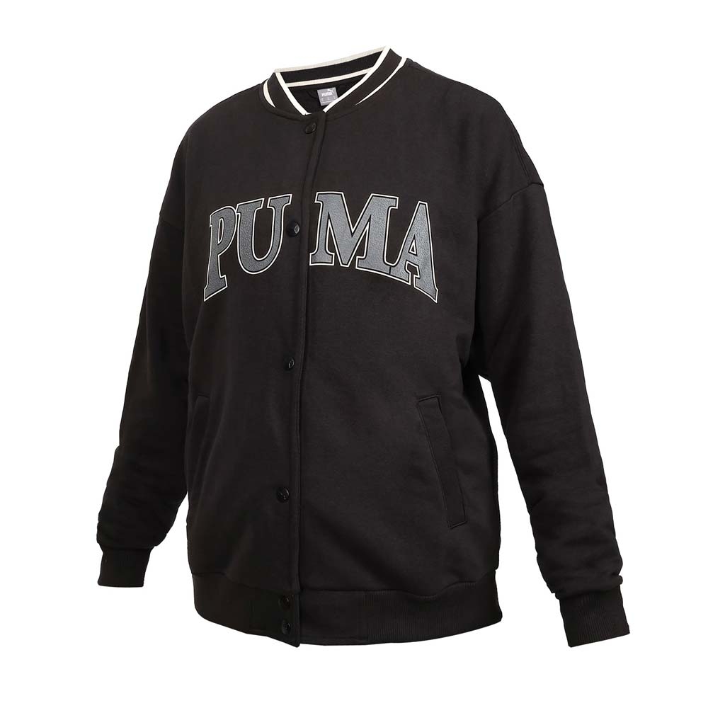PUMA 女基本系列SQUAD棒球外套-歐規 休閒 毛圈 上衣 67790201 黑灰米白