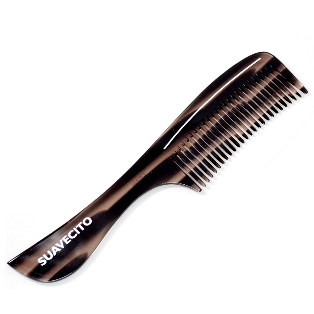 美國 SuaVecito 黑琥珀板料柄梳 Deluxe Black Handle Comb