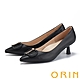 ORIN 造型飾釦真皮尖頭中跟鞋 黑色 product thumbnail 1