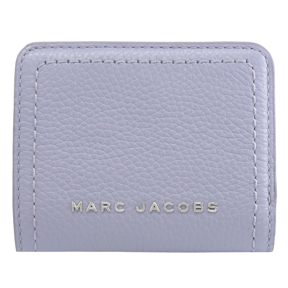 MARC JACOBS 金屬LOGO荔枝皮革釦式零錢短夾(淡紫)