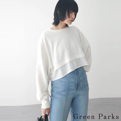 Green Parks 分層拼接短版圓領上衣