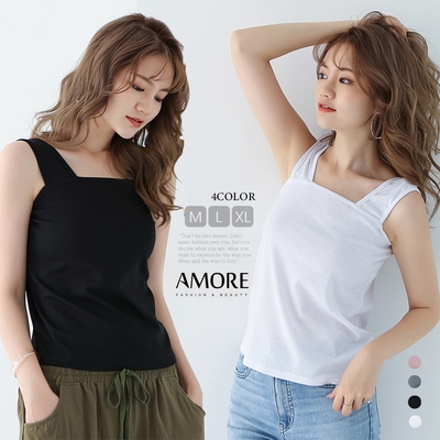 【Amore】日系舒適無袖寬版背心上衣