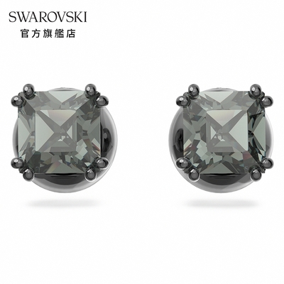 SWAROVSKI 施華洛世奇 Millenia 耳釘 方形切割, 黑色, 鍍黑鉻色