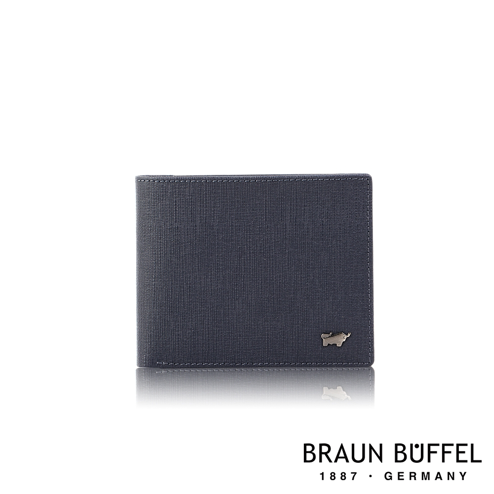 【BRAUN BUFFEL 德國小金牛】台灣總代理 戰神 8卡男夾-藍色/BF378-313-NY