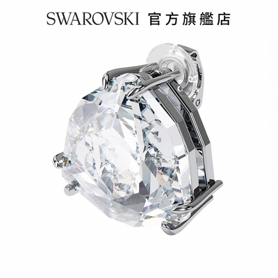 SWAROVSKI 施華洛世奇 Mesmera 夾式耳環 單個，三角形切割, 白色, 鍍白金色