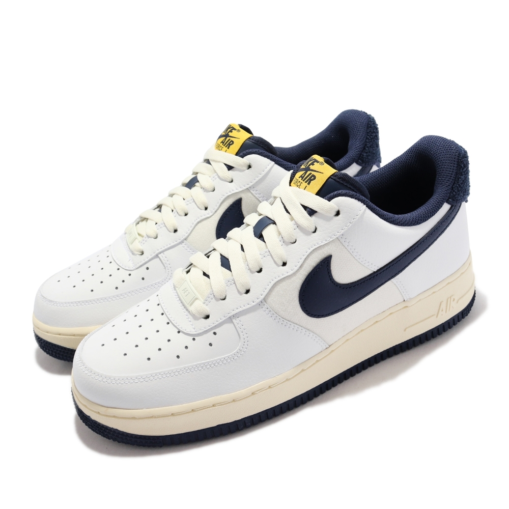 Nike 休閒鞋 Air Force 1 07 LV8 男鞋 經典款 AF1 奶油底 皮革 舒適穿搭 白 深藍 DO5220-141