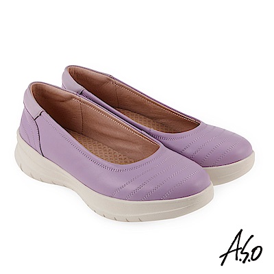 A.S.O 休閒雅致 3D彈力質感氣墊休閒鞋 淺紫