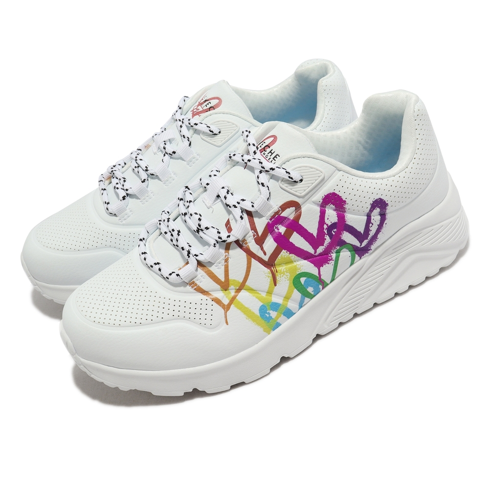 Skechers 休閒童鞋 Uno Lite-Love Brights 白 多色 愛心 塗鴉 聯名款 記憶鞋墊 314061LWMLT