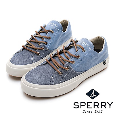 SPERRY 雙色拼接潮流帆布鞋(女)-牛仔淺藍