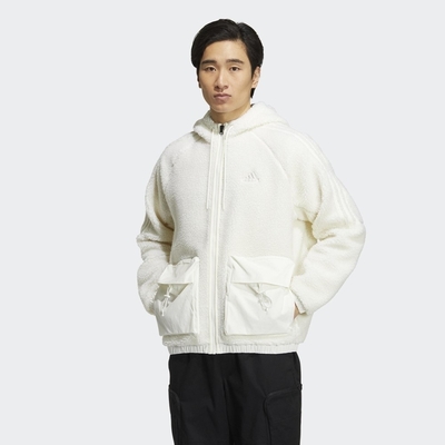 ADIDAS ST BOA JKT 男抓毛絨外套-白-HR4442