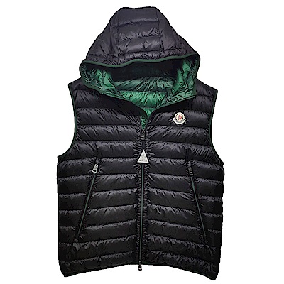 MONCLER MORELLET品牌經典羽絨車縫連帽背心(黑/綠)