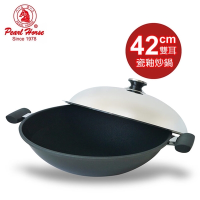 寶馬牌瓷釉炒鍋(42cm雙耳)JA-A-012-042