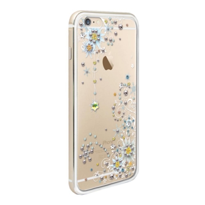 apbs iPhone6s / 6 4.7吋施華彩鑽鋁合金屬框手機殼-金色雪絨花