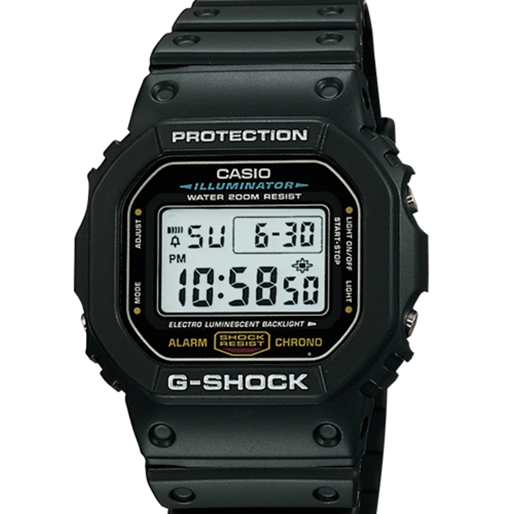 CASIO卡西歐 G-SHOCK潮流炫黑運動電子錶/DW-5600E-1