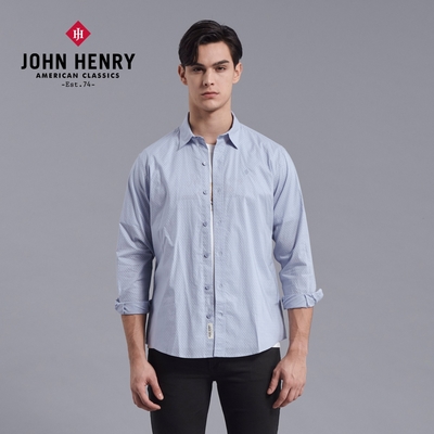 JOHN HENRY 三角形滿版長袖襯衫-五色
