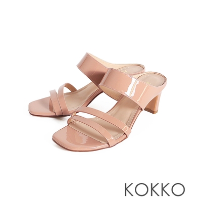 KOKKO逆天美型簡約感真皮扁跟涼鞋粉紅色