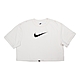 Nike 短版上衣 NSW Swoosh Tee 女款 白 大勾 縫線 抽繩 鬆緊 寬鬆 短袖 T恤 DM6745-030 product thumbnail 1