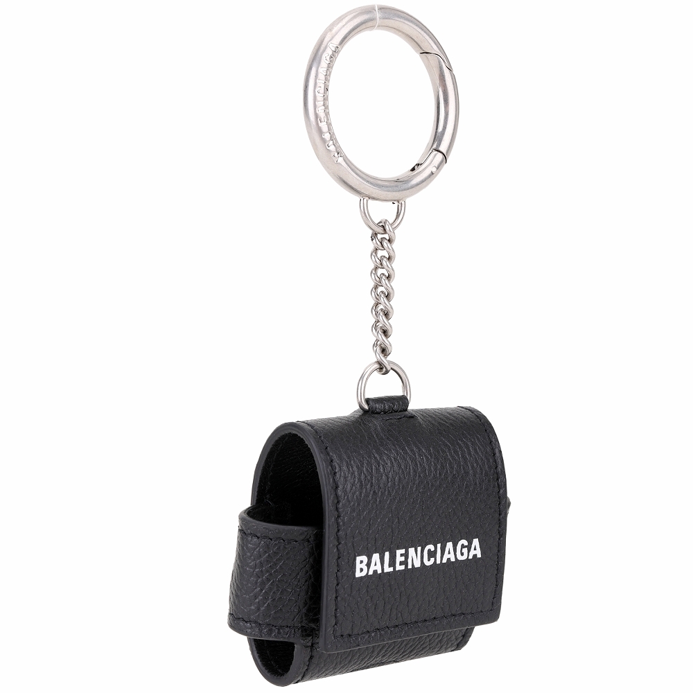 BALENCIAGA Cash AirPods Pro 粒面牛皮耳機套/鑰匙圈(黑色) | 歐系精品