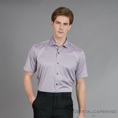 ROBERTA諾貝達 台灣製 進口素材 紳士休閒 高質感純棉短袖襯衫 紫色