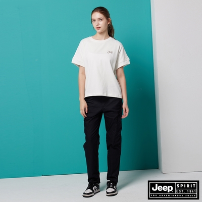 JEEP 女裝 百搭休閒口袋長褲-黑