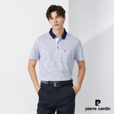 Pierre Cardin皮爾卡登 男款 細條印花短袖POLO衫-藍色(5237251-37)