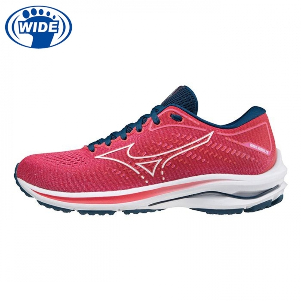 Mizuno Wave Rider 25 Wide [J1GD210601] 女 慢跑 路跑 超寬楦 避震 美津濃 粉藍