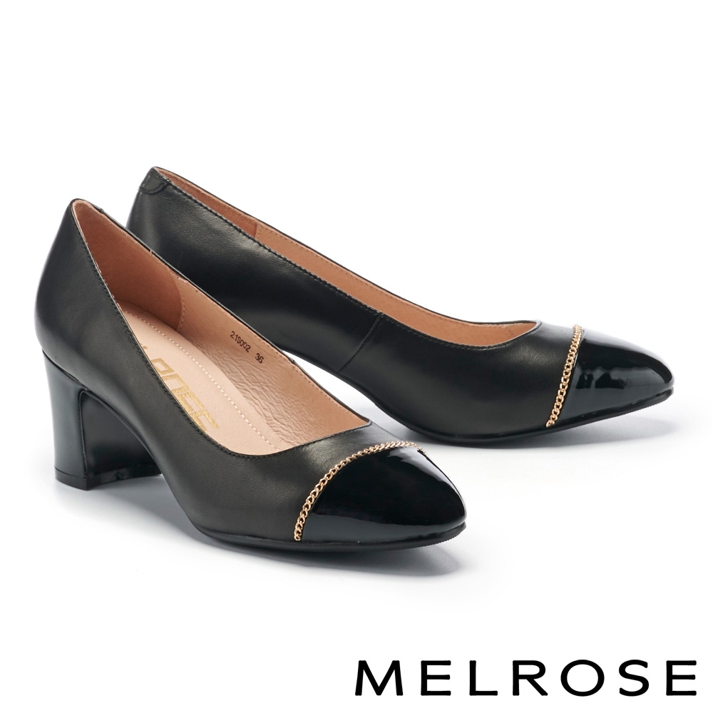 高跟鞋 MELROSE 時髦魅力鍊條拼接高跟鞋－黑