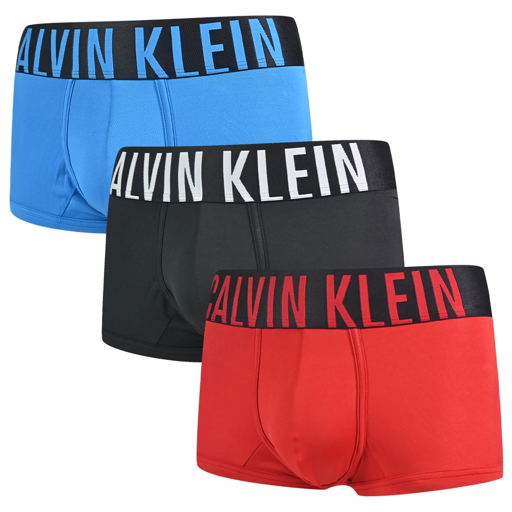 Calvin Klein Intense Power 男內褲 莫代爾超細纖維寬版腰帶 短版合身四角褲/CK內褲-藍、黑、紅  三入組