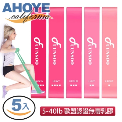 AHOYE 5-50lb健身拉力帶 5入裝 彈力帶 組力帶